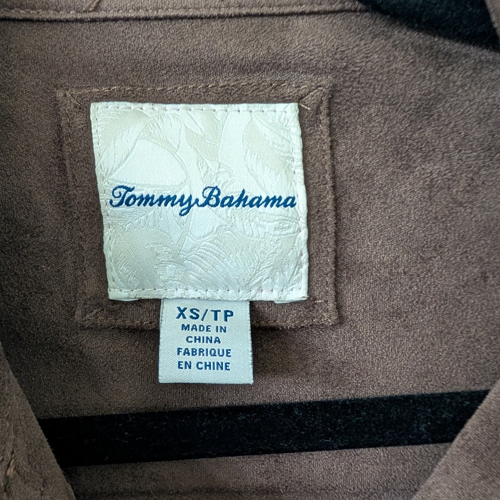 Tommy Bahama Chocolate Brown Faux Suede Trucker Jacket - Picture 3 of 8